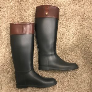Burberry Rain Boots with Leather Detail